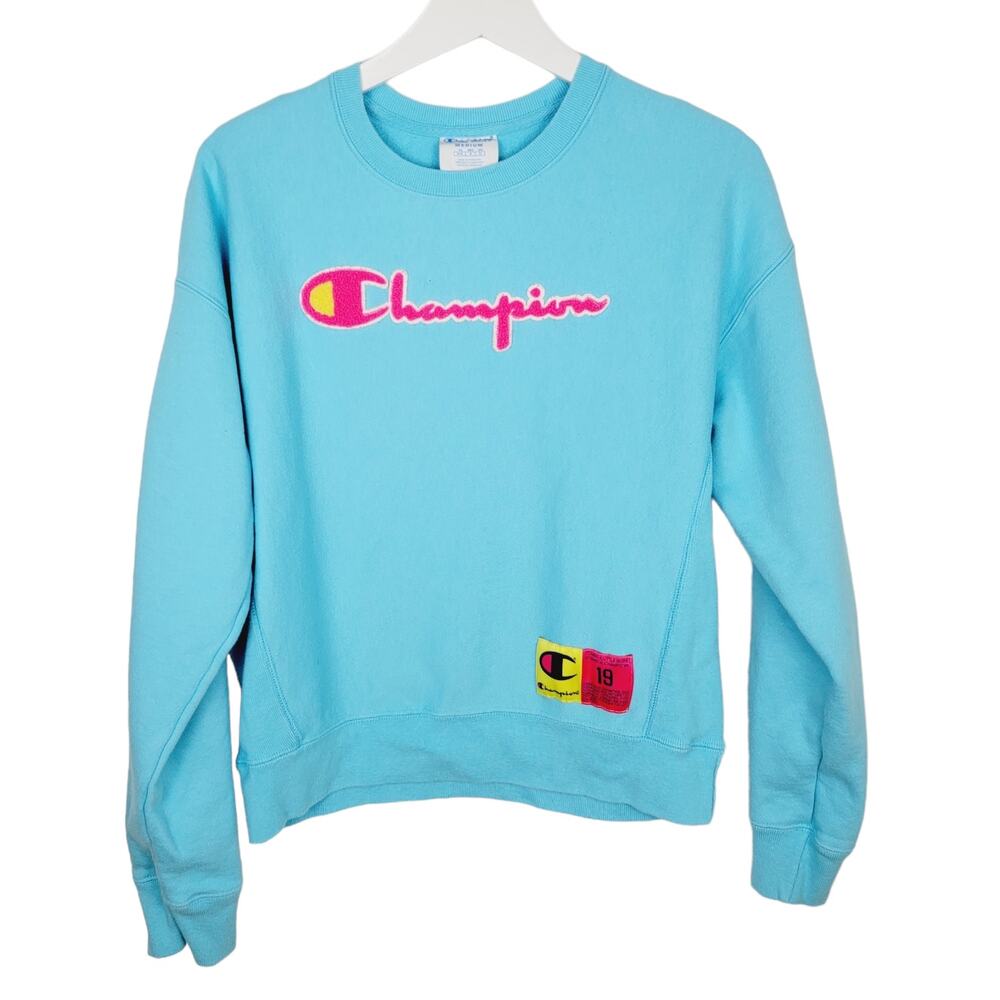 Champion Reverse Weave Turquoise Aqua Long Sleeve Sweatshirt - Size M
